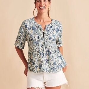 Faherty Salinas Top Aviary Blue